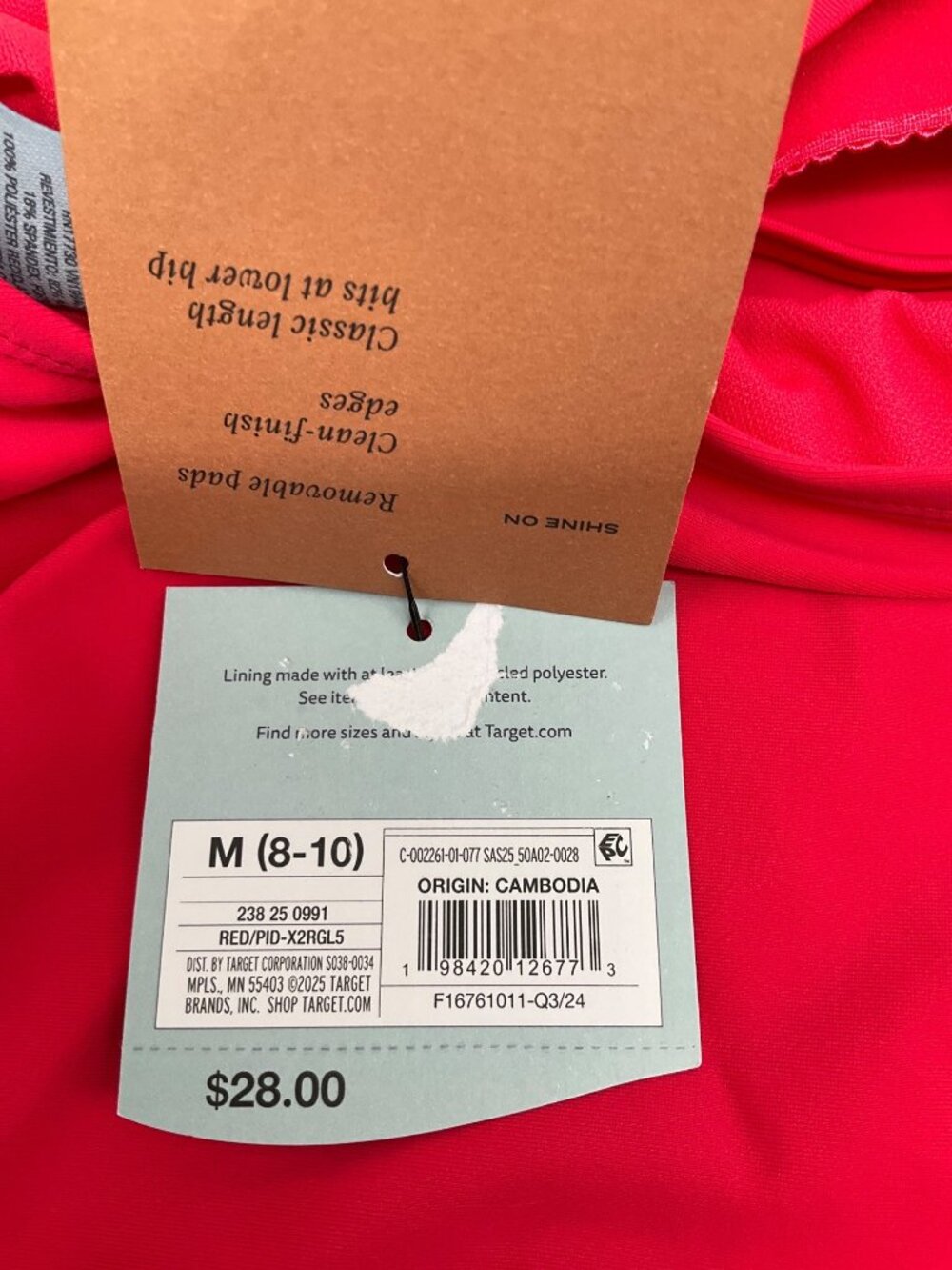 Shade & Shore size Medium 8-10 Red Tankini Top Adjustable Straps Swimwear - Picture 7 of 7